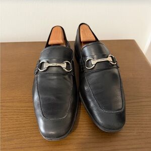 Salvatore Ferragamo Black Leather Men's Slip-Ons